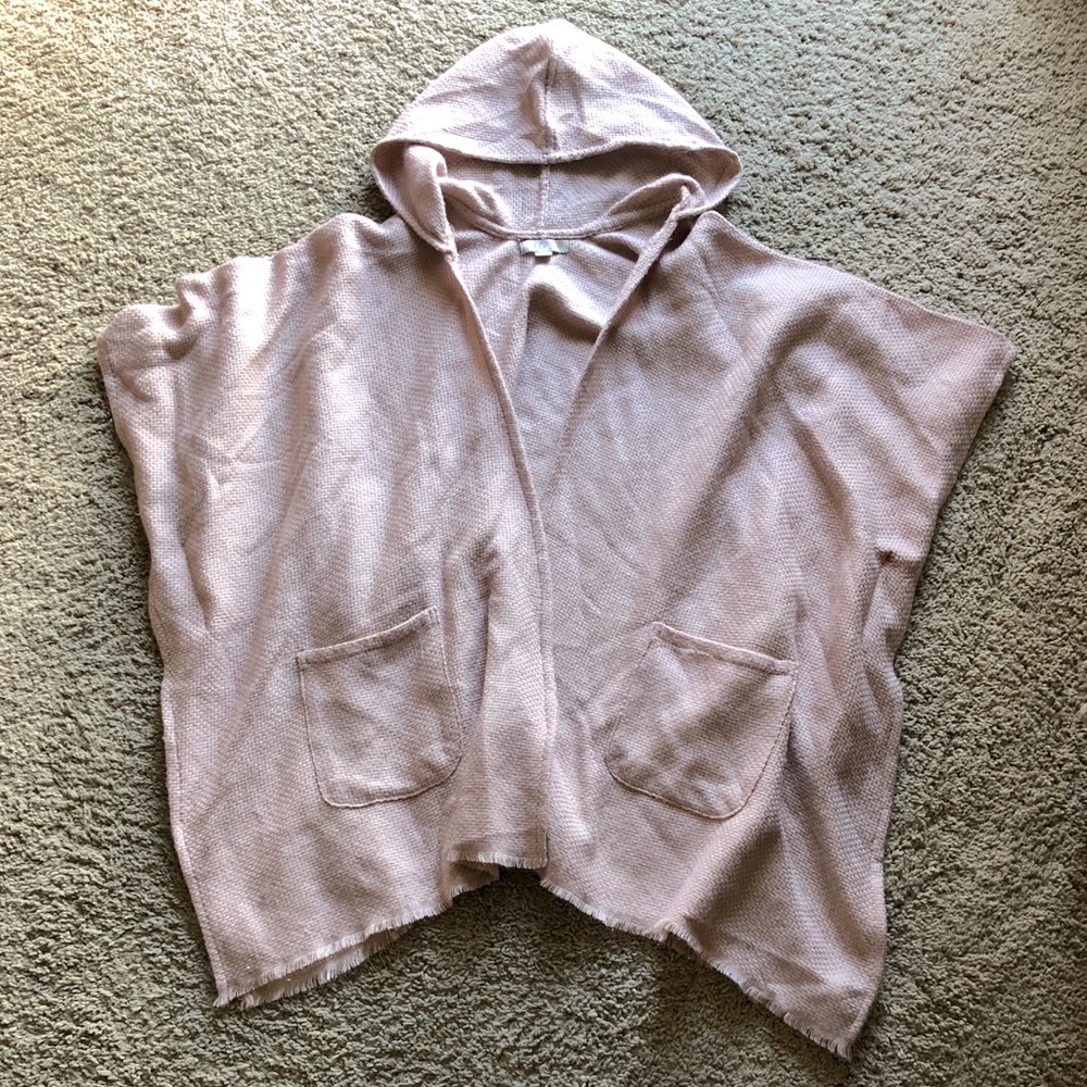 LOFT Hooded Pocket Fringe Poncho